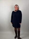 Lange Trui Suze Met Blote Schouder Navy