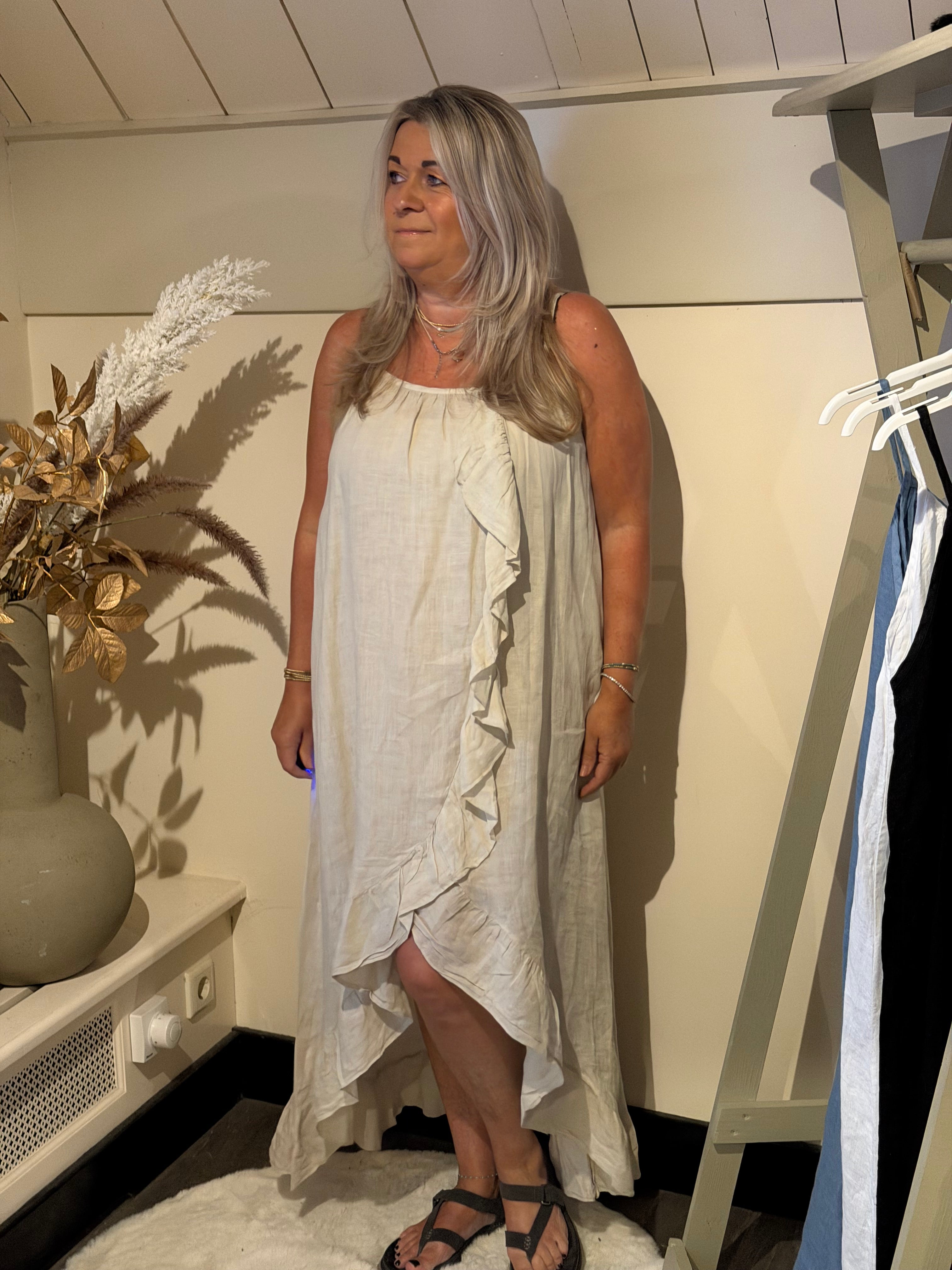 Linnen jurk model bonica Beige