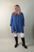 Linen blouse oversized model Bari apricot
