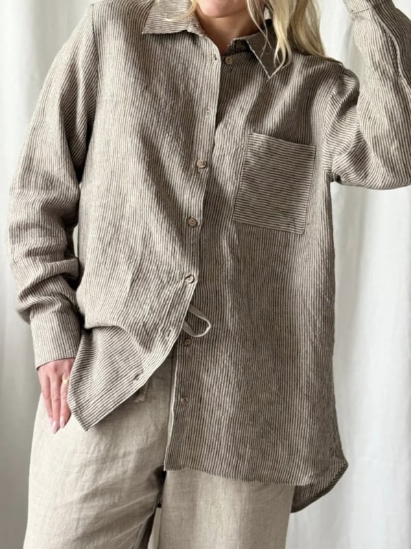 BYPIAS CASUAL LINNEN BLOUSE PINSTRIPE