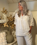 Linnen blouse ellen beige