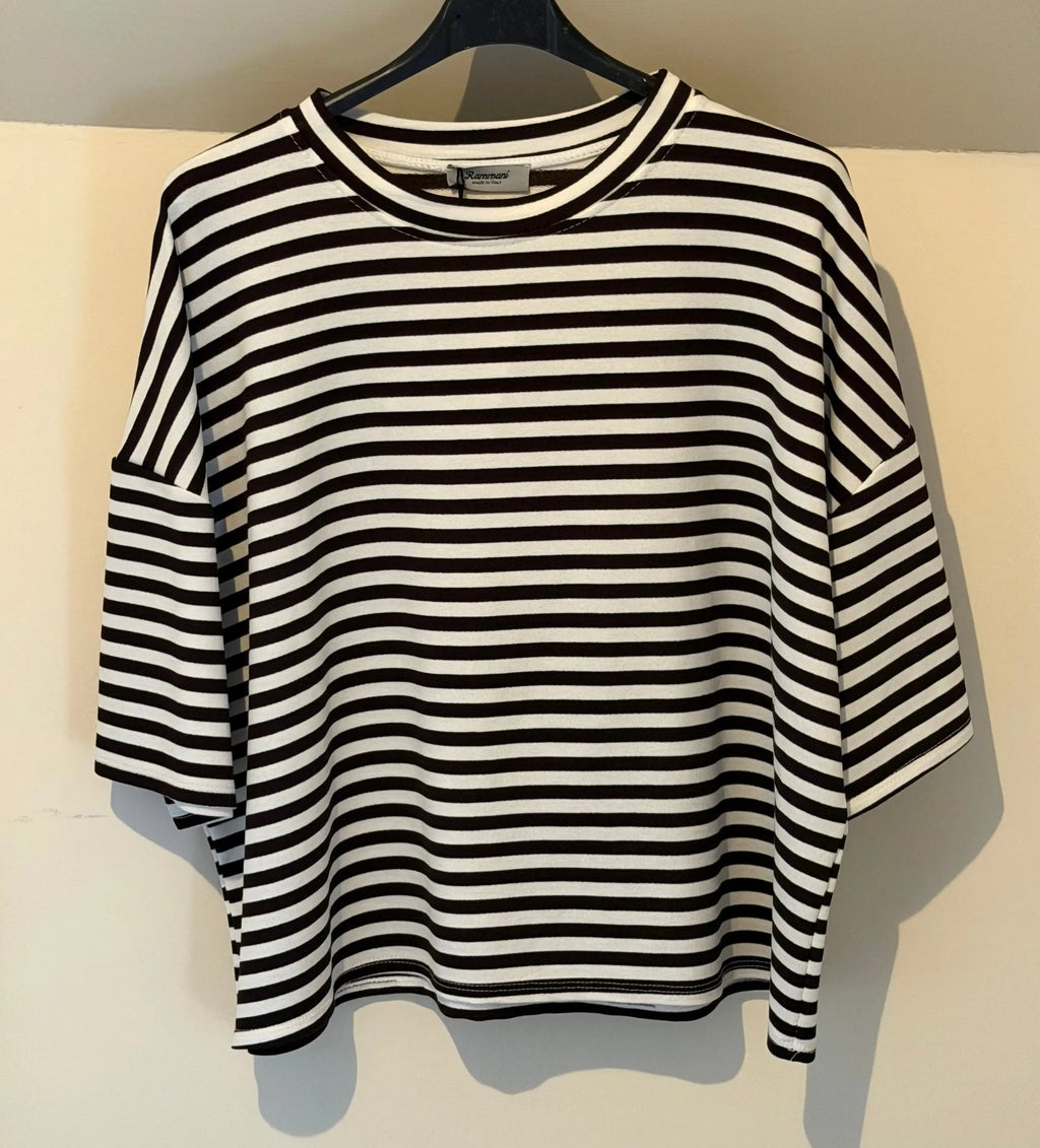 Top Lia streep choco off white Classic Beauty & Fashion
