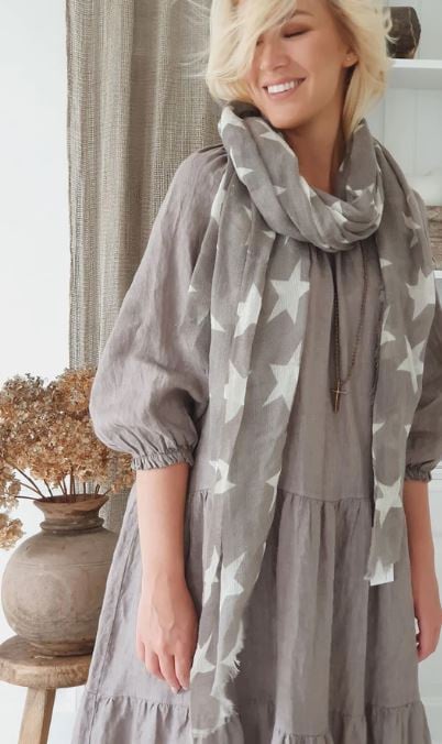 BYPIAS BOHEMIANA ABBY LINEN DRESS TAUPE