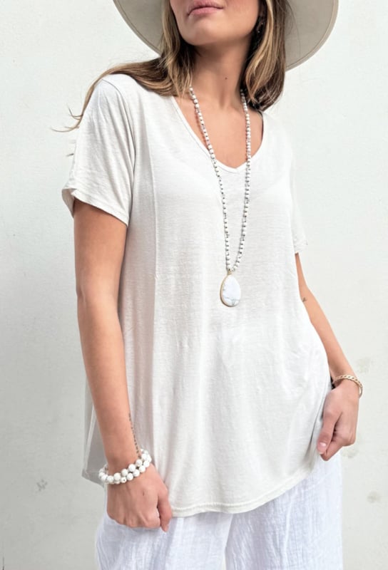BOHIEMIANA. TENCEL SHIRT BEIGE