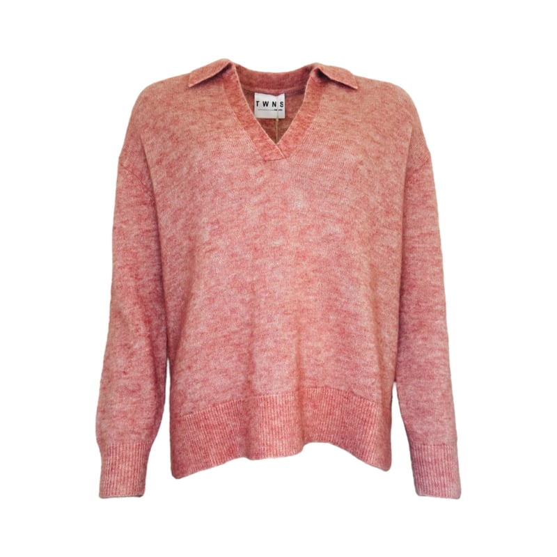 TWNS SPARKS POLO NECK SWEATER OLD PINK