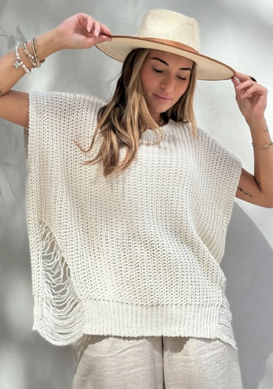 BYPIAS BOHEMIANA DEANNA SWEATER OFF WHITE