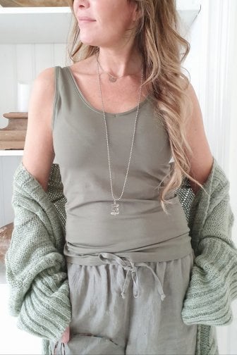 Bypias Bamboo Cami top Danish Green