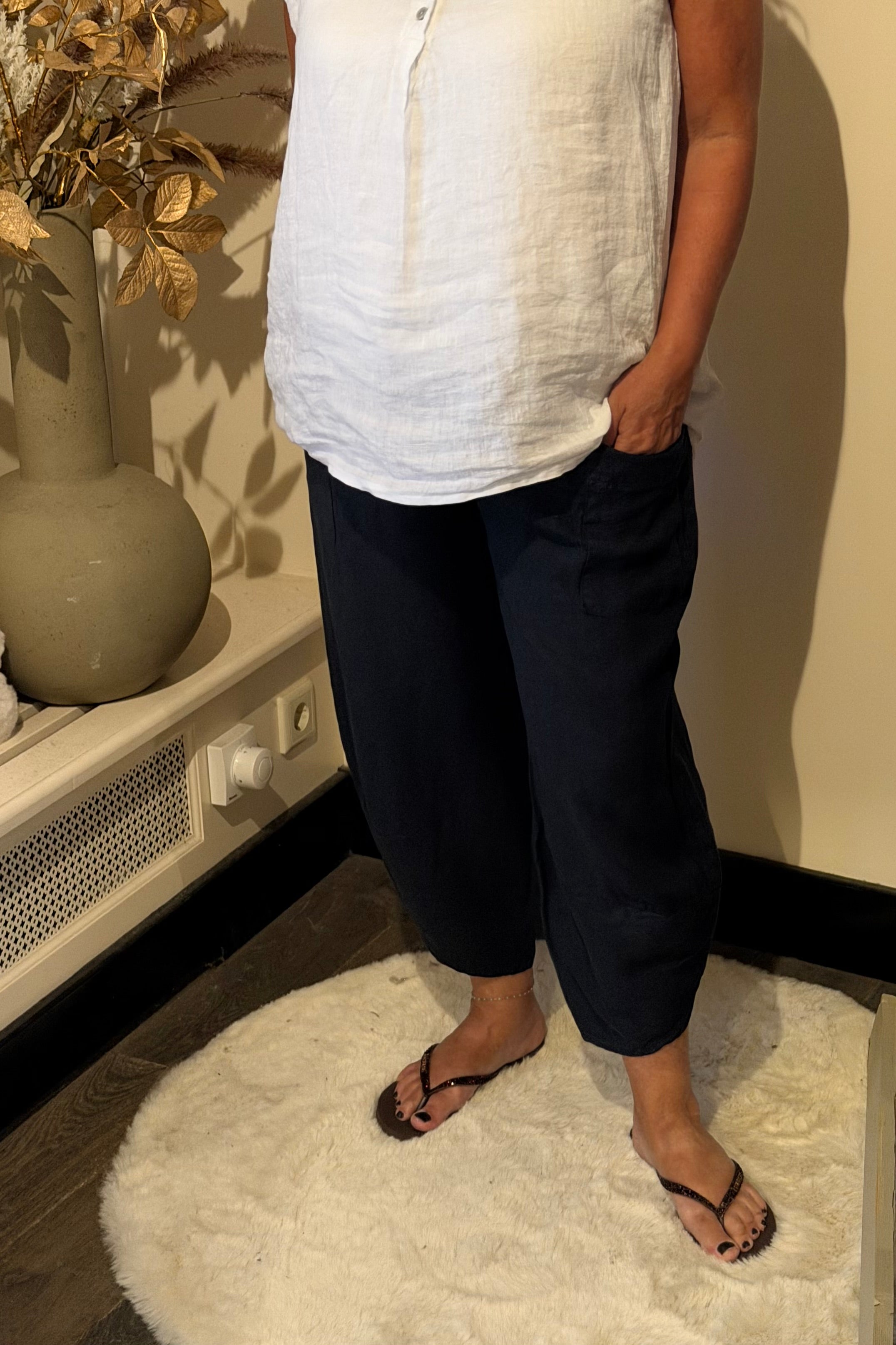 Linnen broek model pisa navy