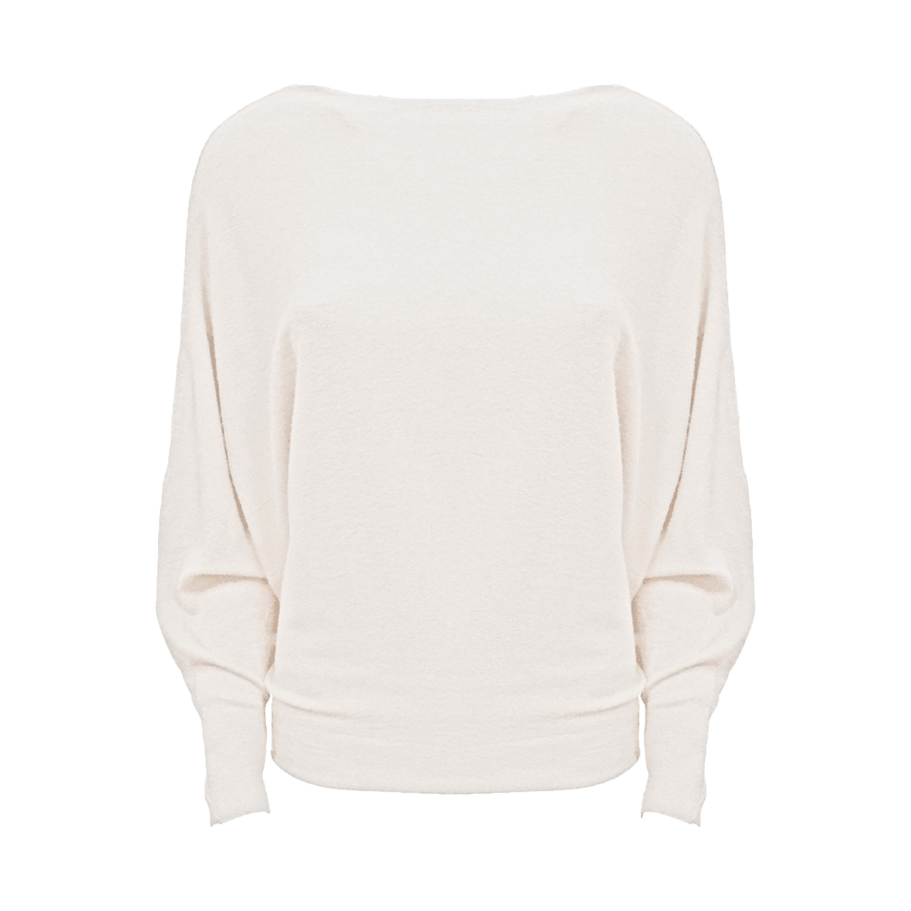 fijngebreide trui Batwing wit