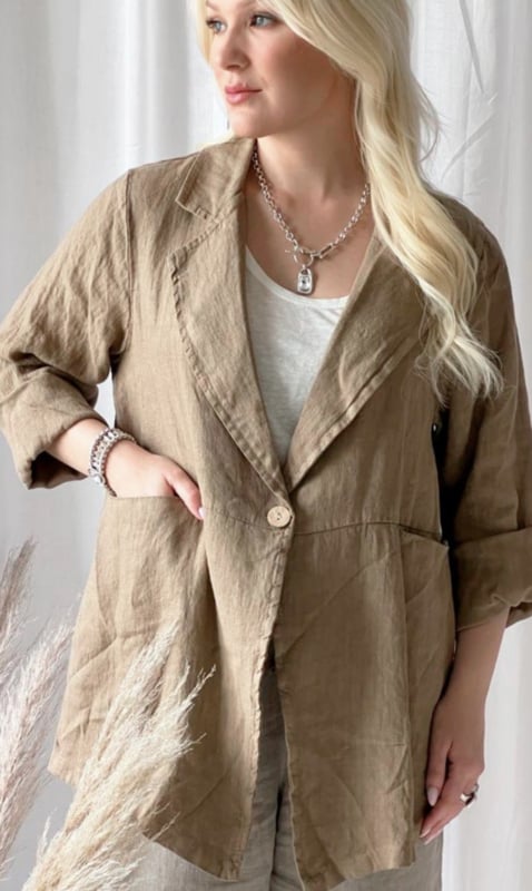 BYPIAS ELEANOR LINEN JACKET CARAMEL
