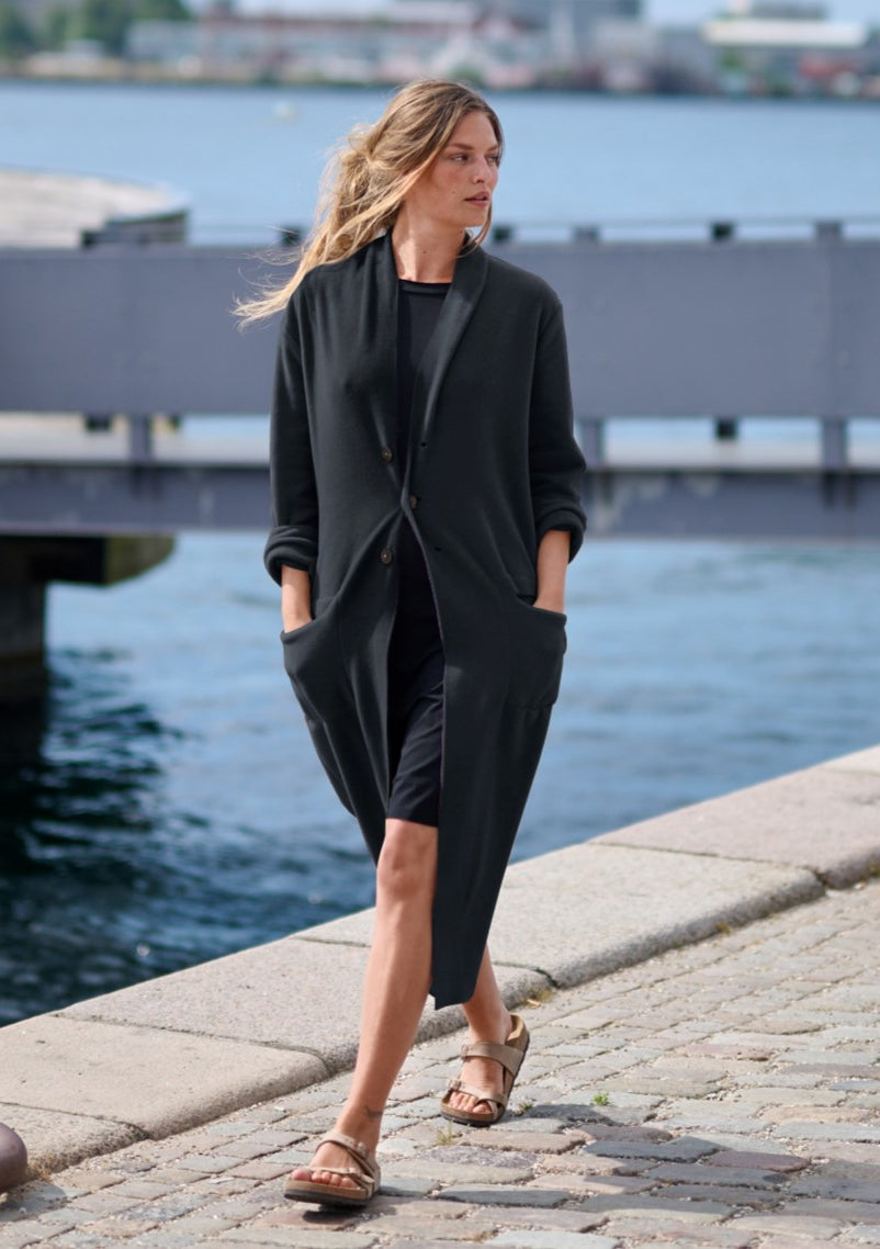HSCPH long cardigan soft black Classic Beauty & Fashion
