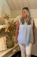 Linnen top model saar licht blauw
