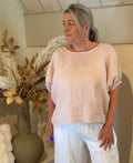 Linnen blouse model calo pink powder