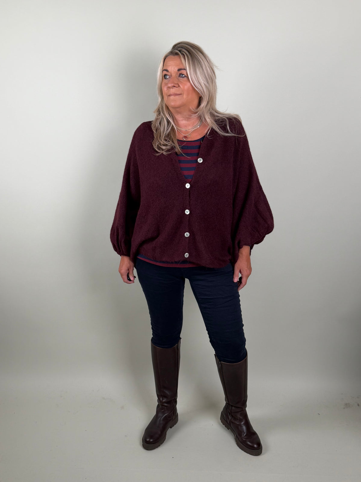 streep Top model Flo Bordeaux blauw
