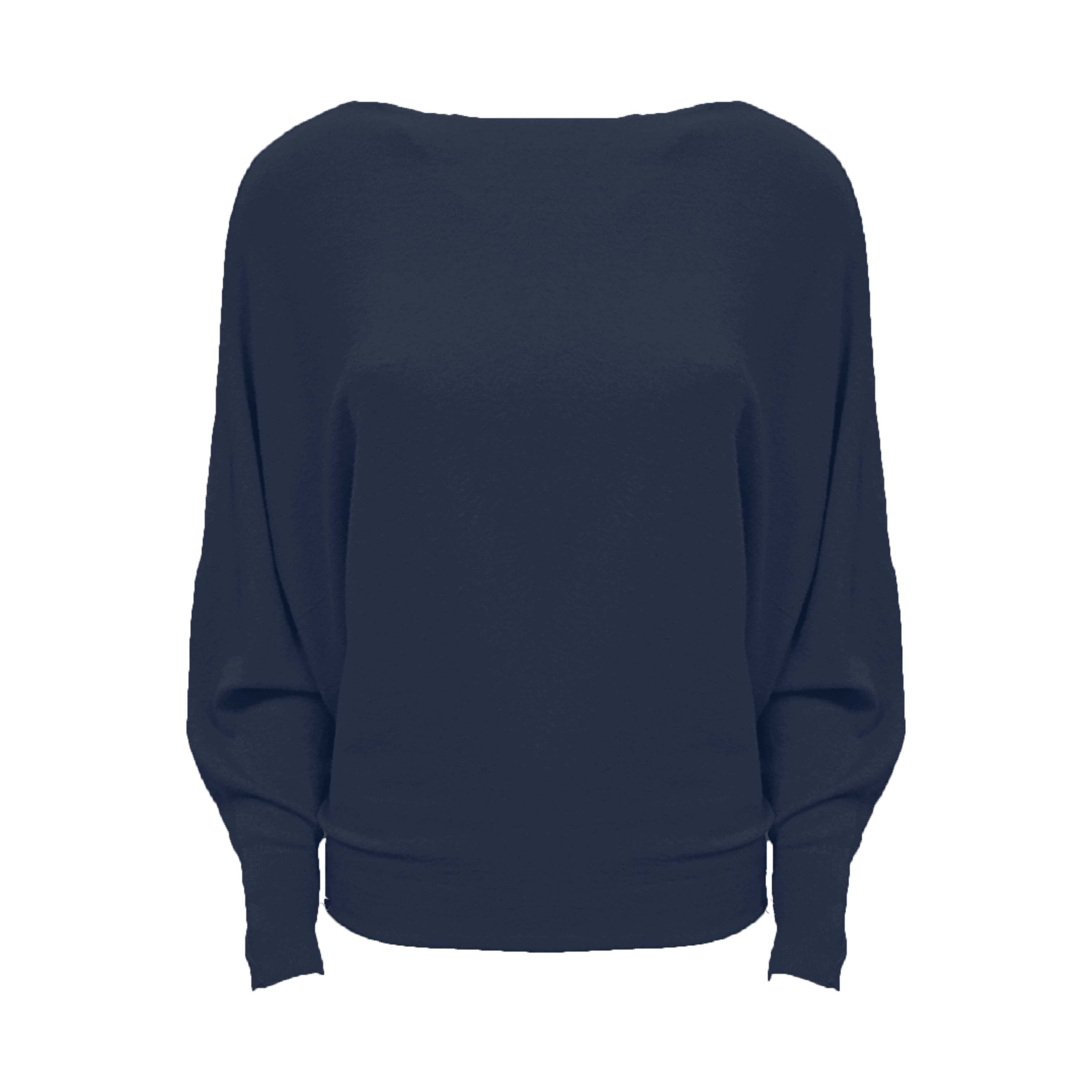fijngebreide trui Batwing navy