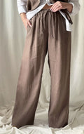 BYPIAS MALLORCA LINNEN BROEK COFFEE