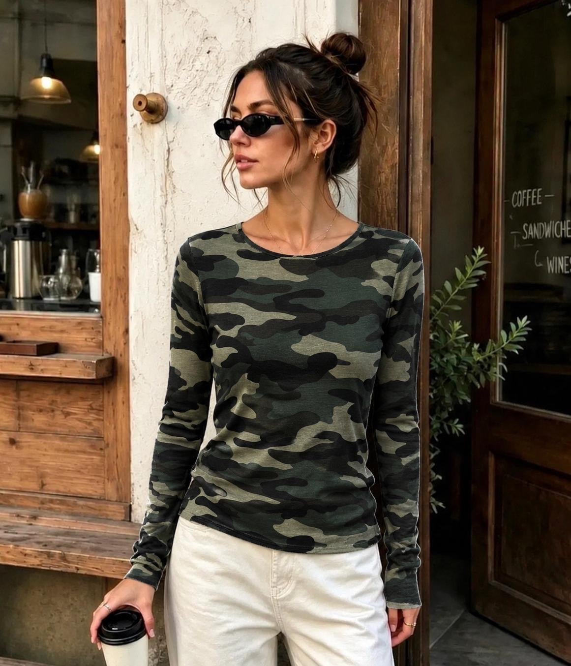 Basic Soft Cashmere Top Camo