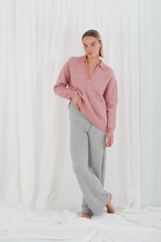 TWNS SPARKS POLO NECK SWEATER OLD PINK