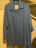 Linnen blouse oversized model Bari blauw
