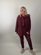 Comfy trui Feline in bordeaux – trui voor dames, tweede aanzicht