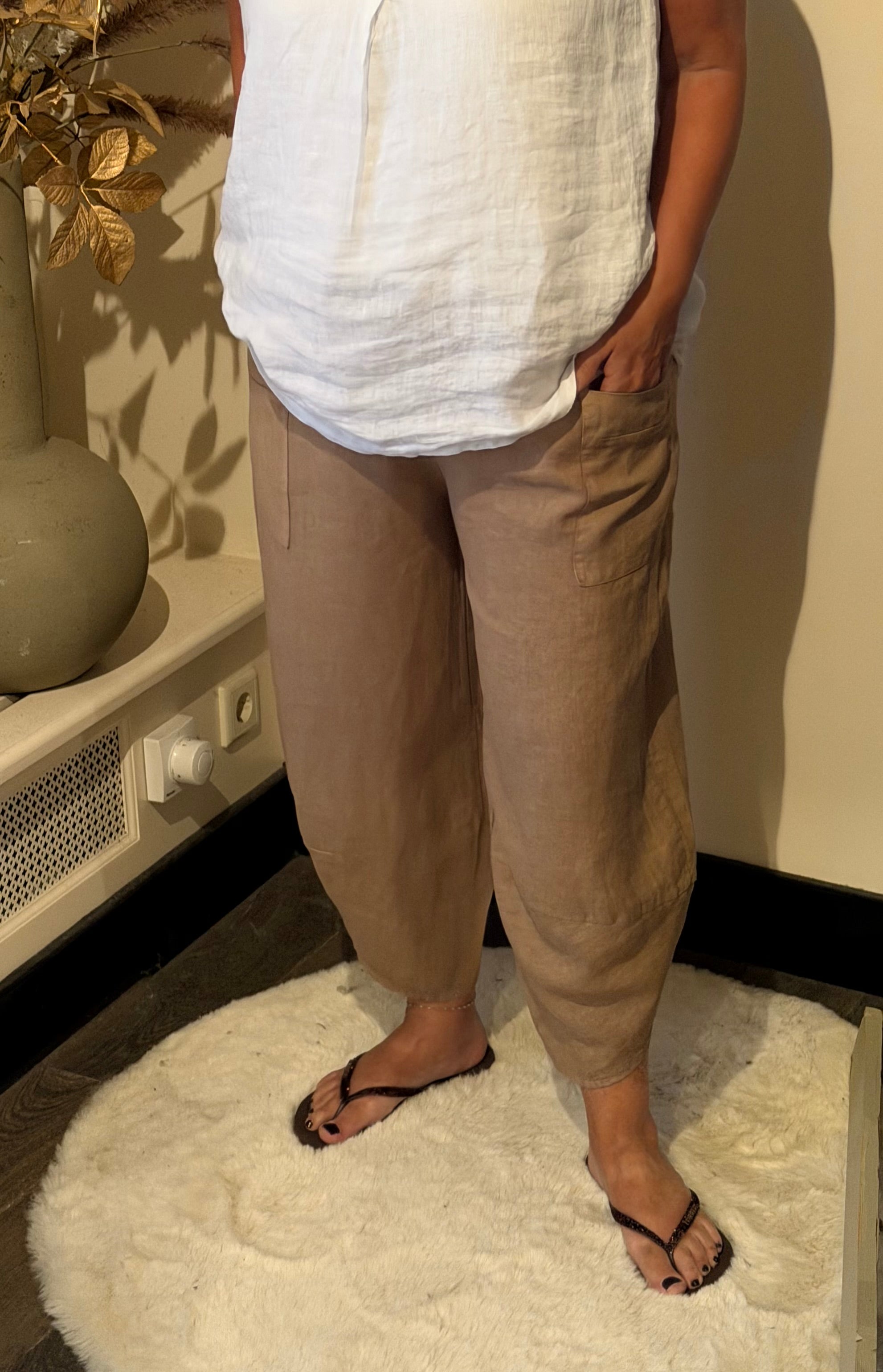 Linnen broek model pisa licht camel