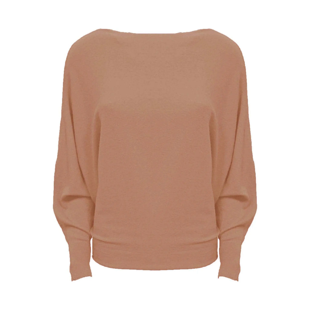 fijngebreide trui Batwing camel Classic Beauty & Fashion