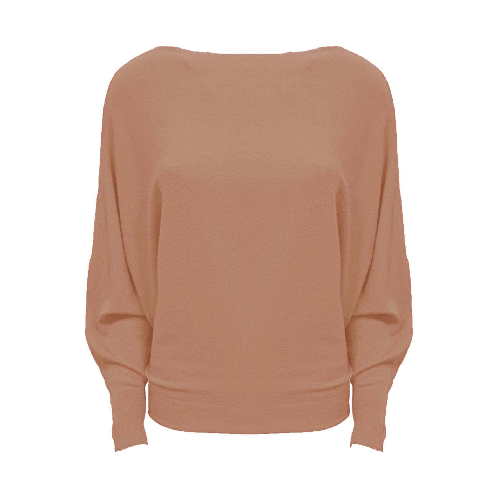 fijngebreide trui Batwing camel