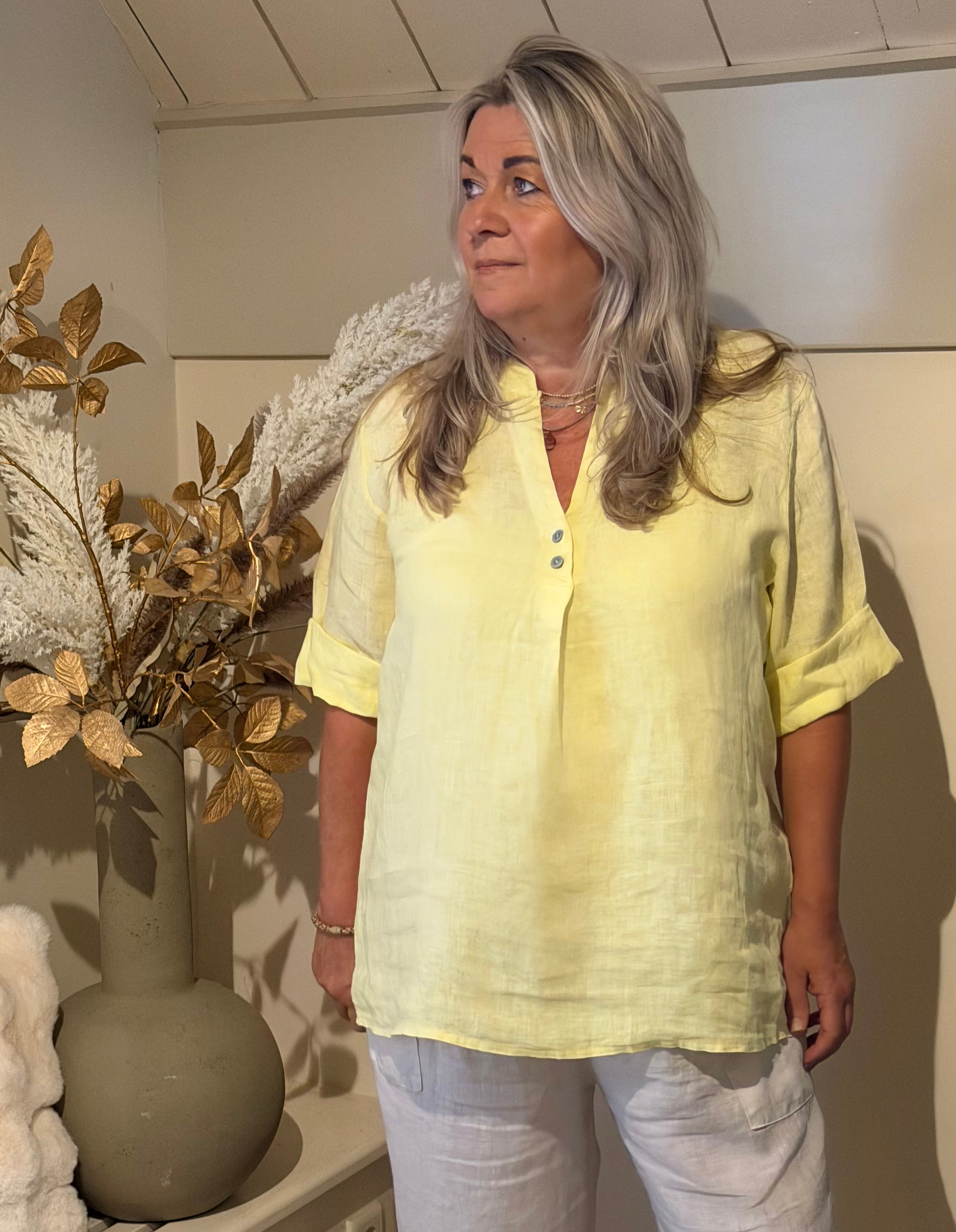 Linnen blouse ellen licht geel