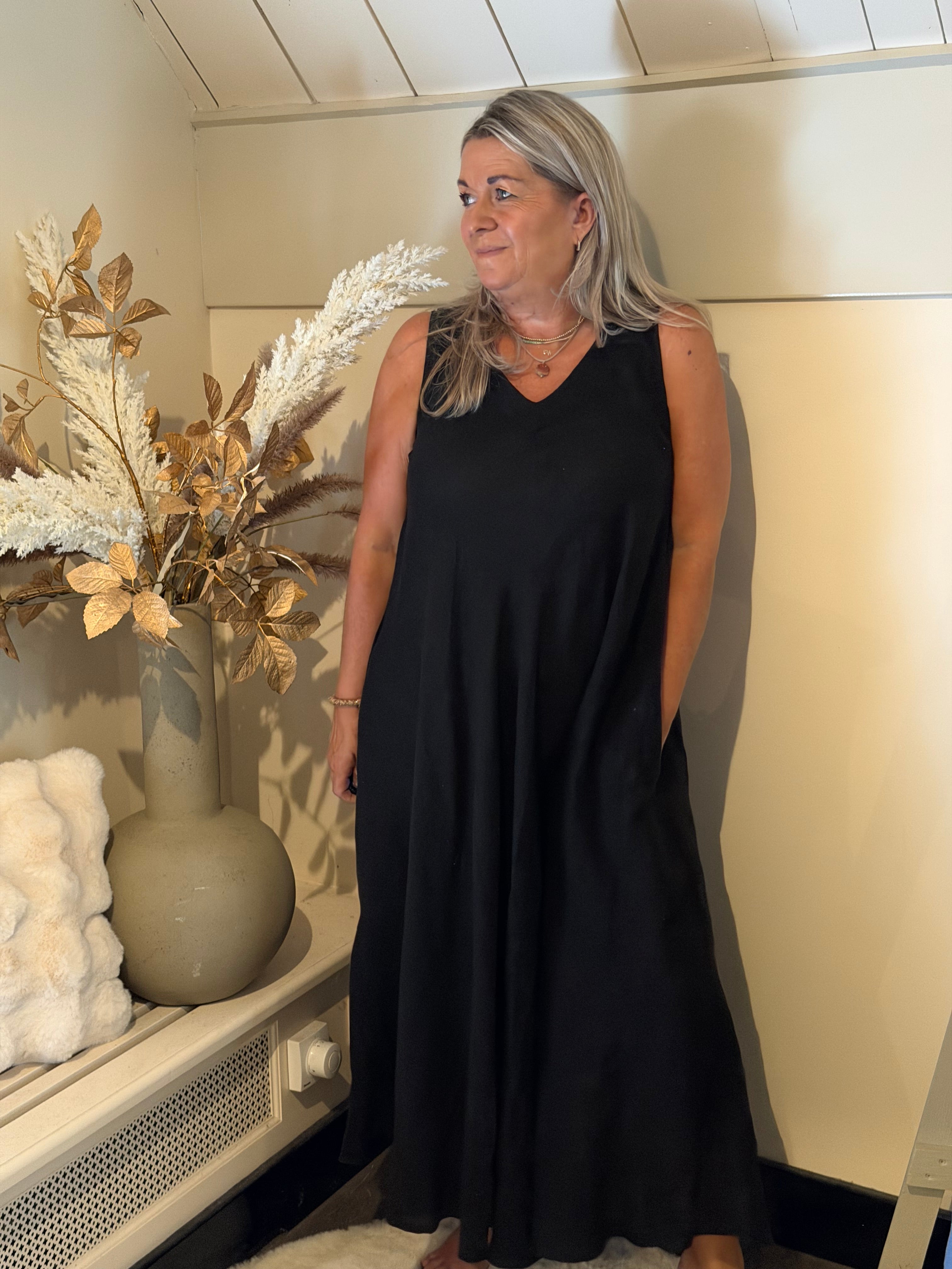 linnen jurk mykonos zwart