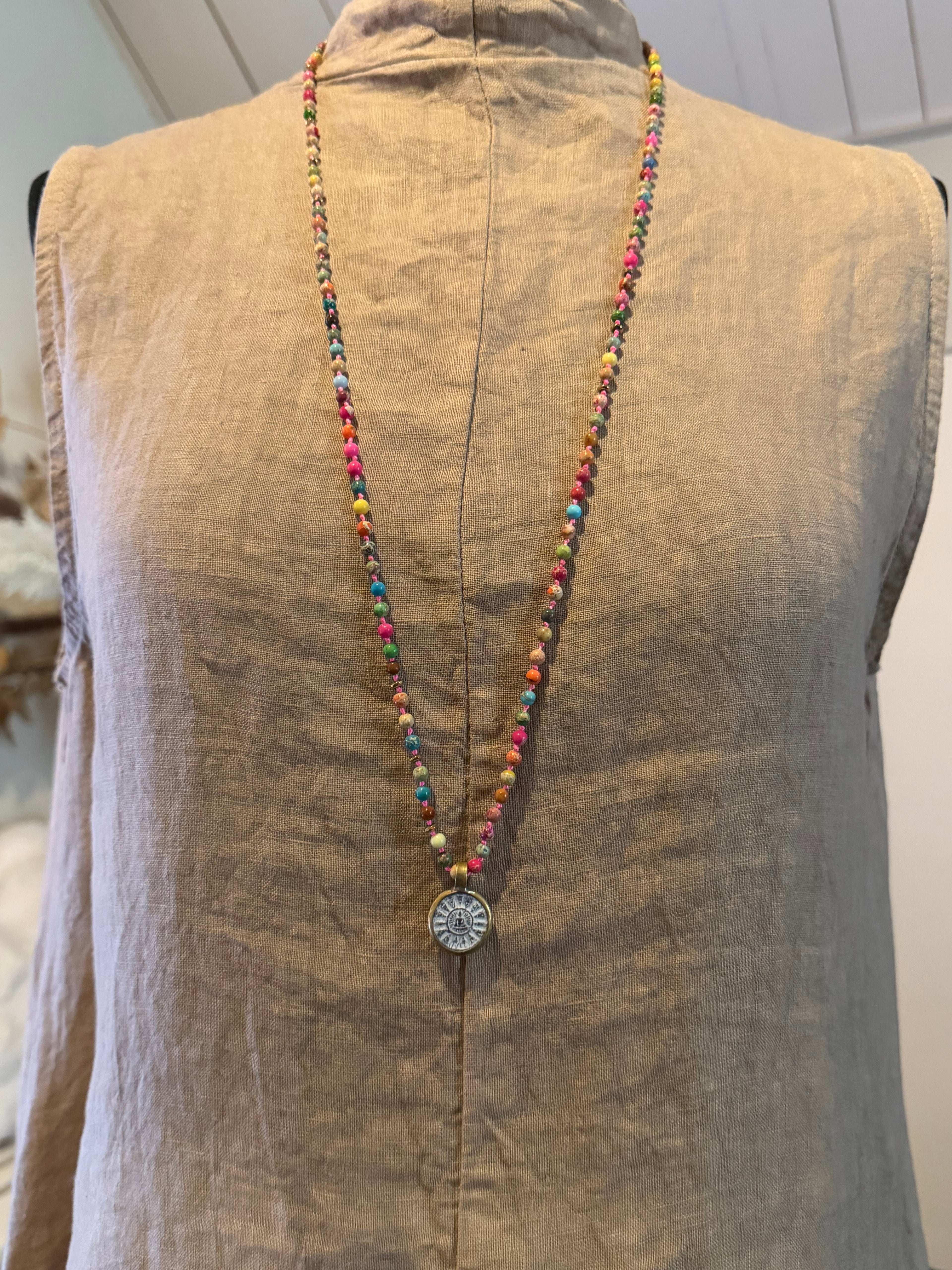 BOHO KETTING BUDDHA 10 4 MM STONE MIX JASPER