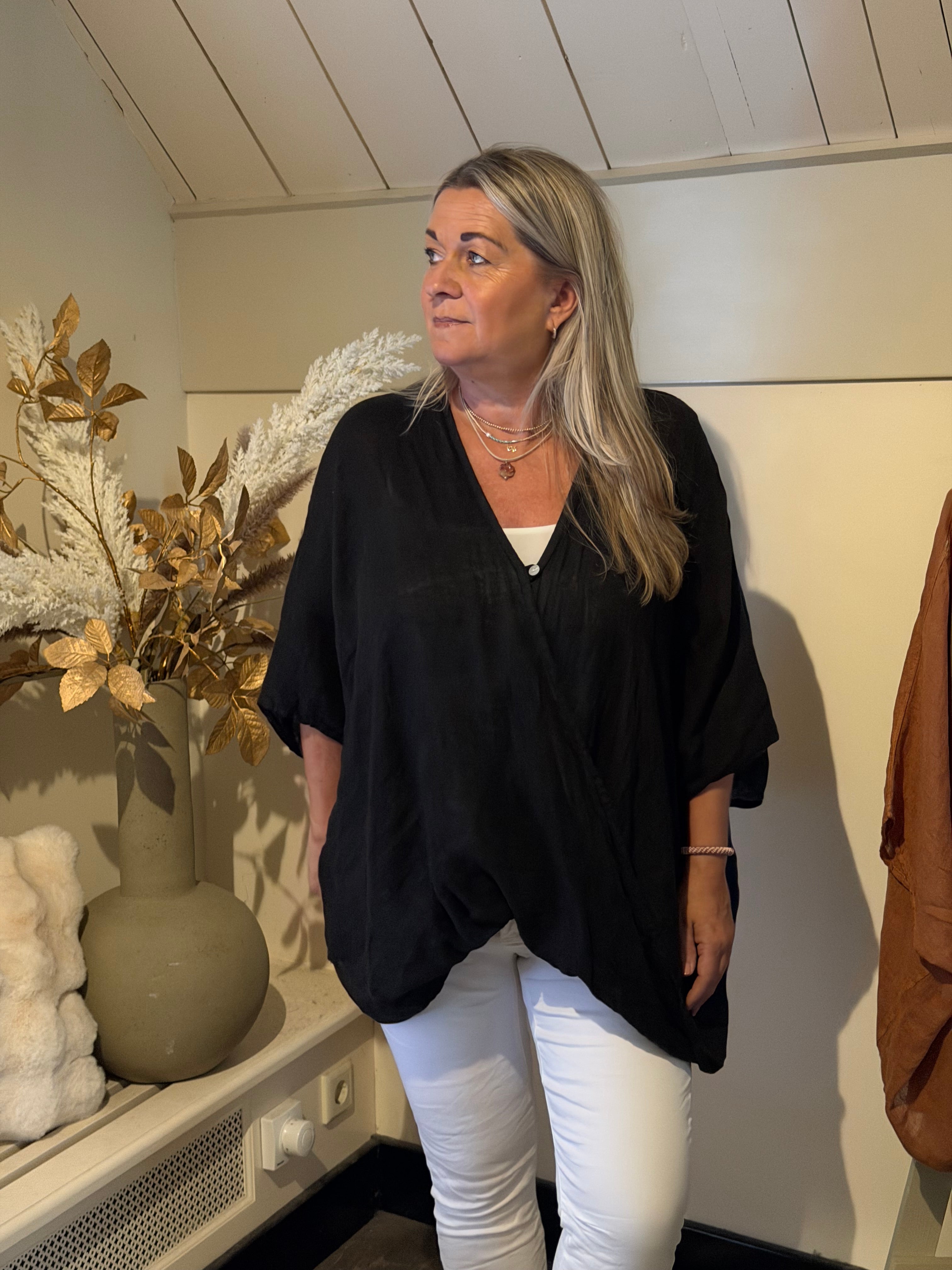 Linnen blouse model Logan zwart