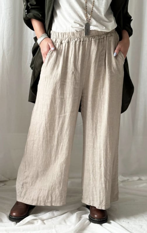 BYPIAS, BOHEMIANA , HAVANA LINEN PANTS, CASHMERE