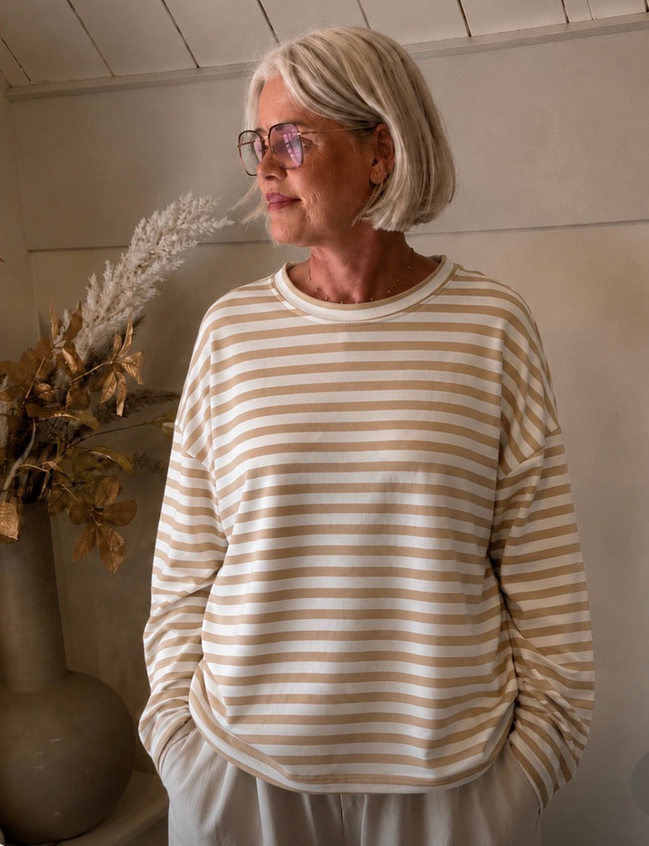 Stripe Shirt Belle beige off white