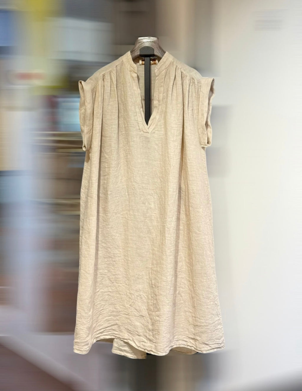 Linnen jurk model pom Beige