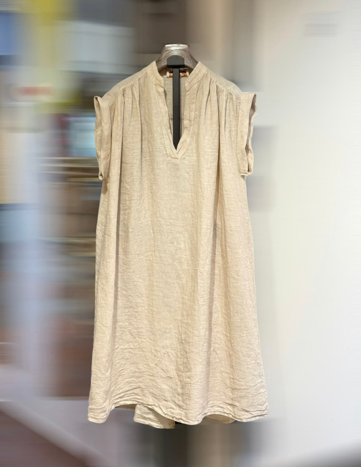 Linnen jurk model pom Beige