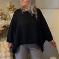 linnen top boho ruffle zwart