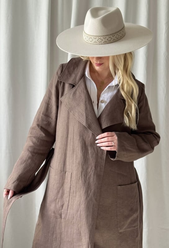 BYPIAS LINNEN TRENCH COAT COFFEE