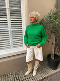 TWNS HINA long-sleeve flared solid mock-neck sweater grass green Classic Beauty & Fashion