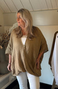 Linen blouse model: Logan camel