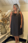 Linen summer dress model anna-bel chocolate
