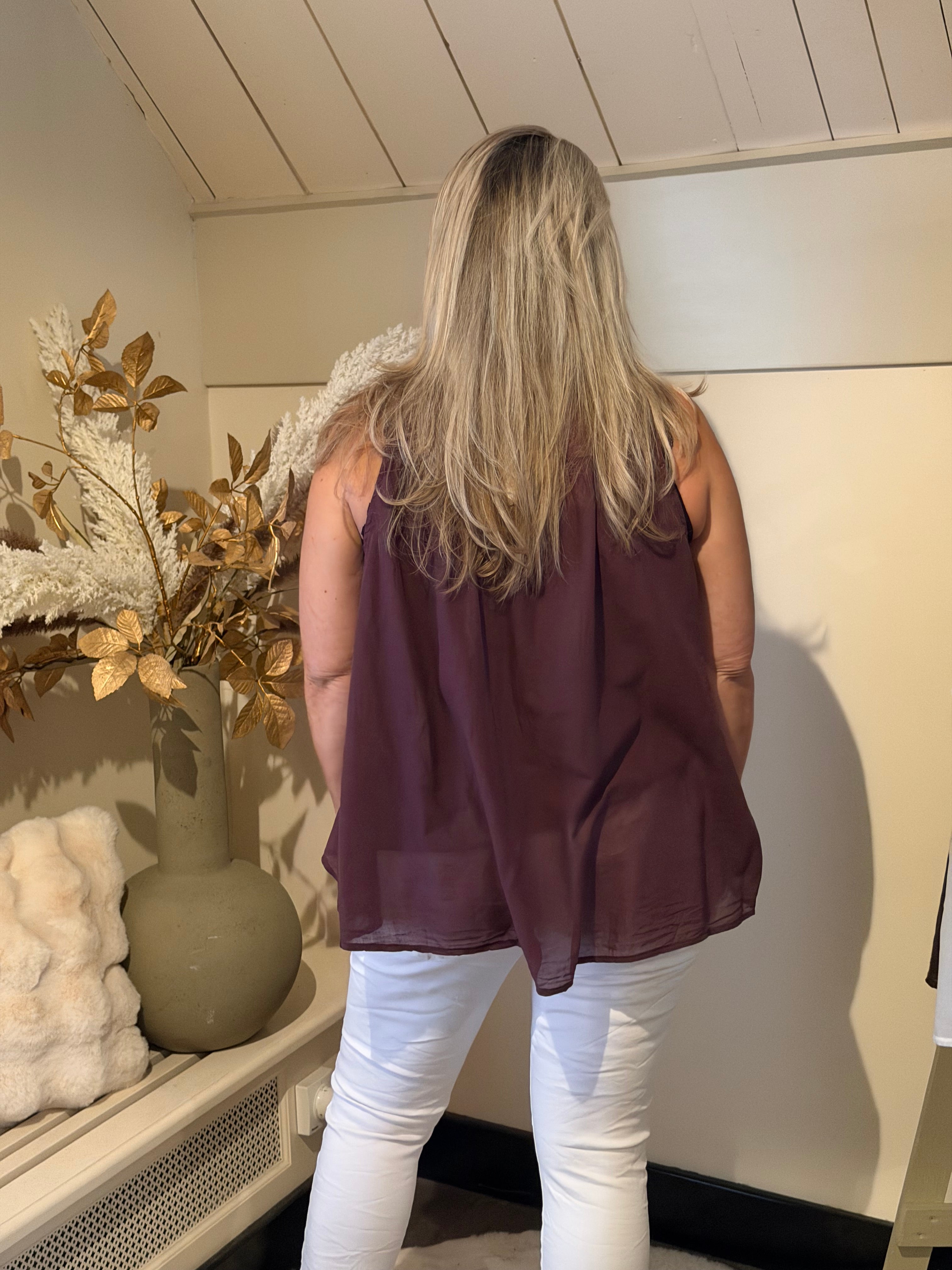 Cotton blouse model Milaan bordeaux