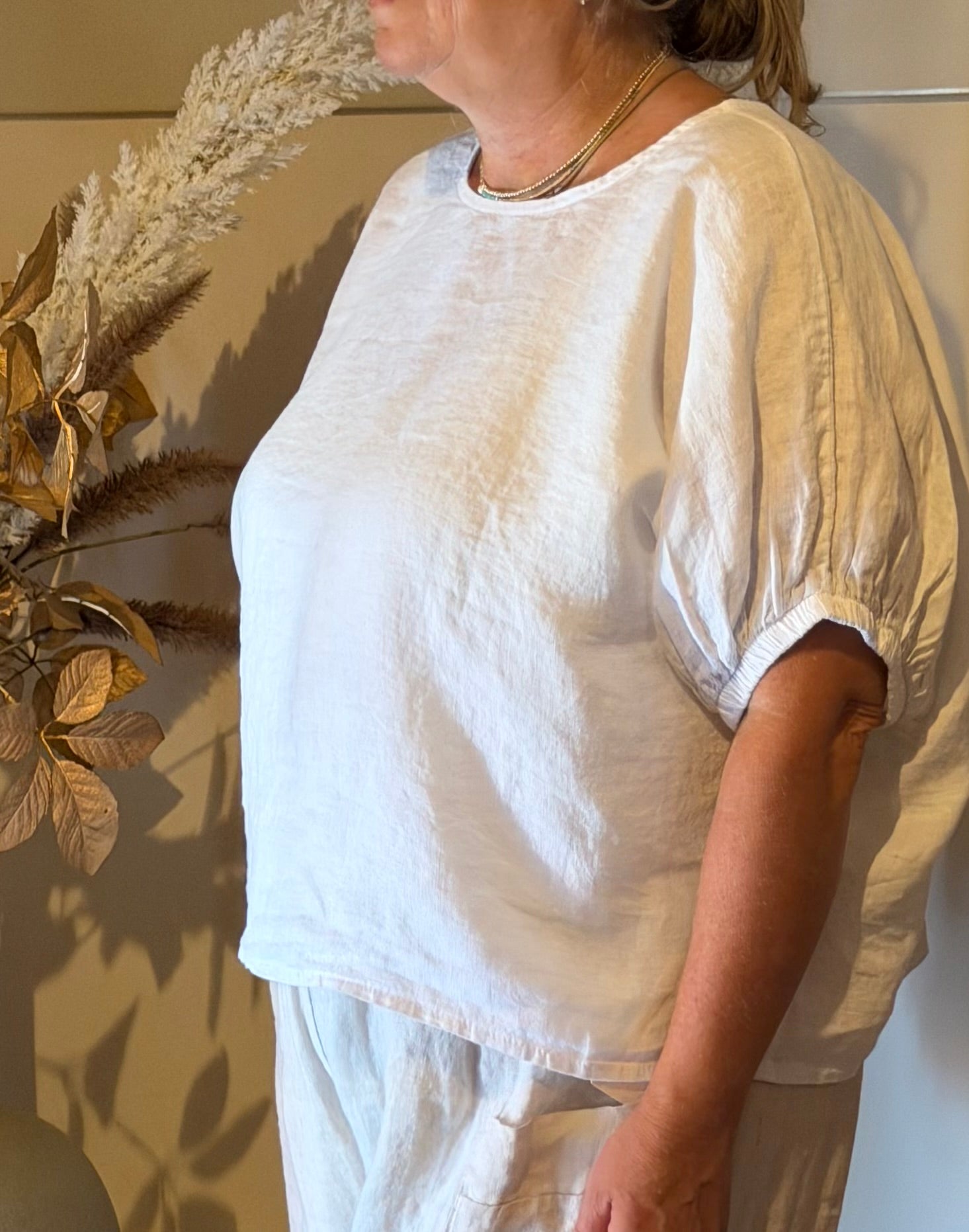 Linnen blouse model calo wit