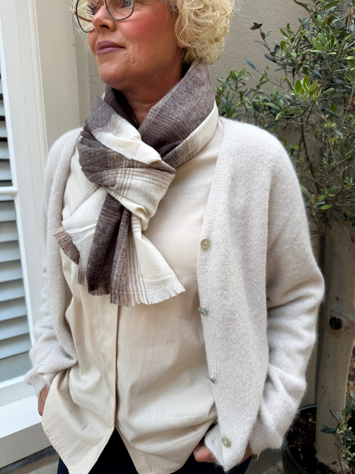 Zacht gebruide ruit sjaal Choco Classic Beauty & Fashion