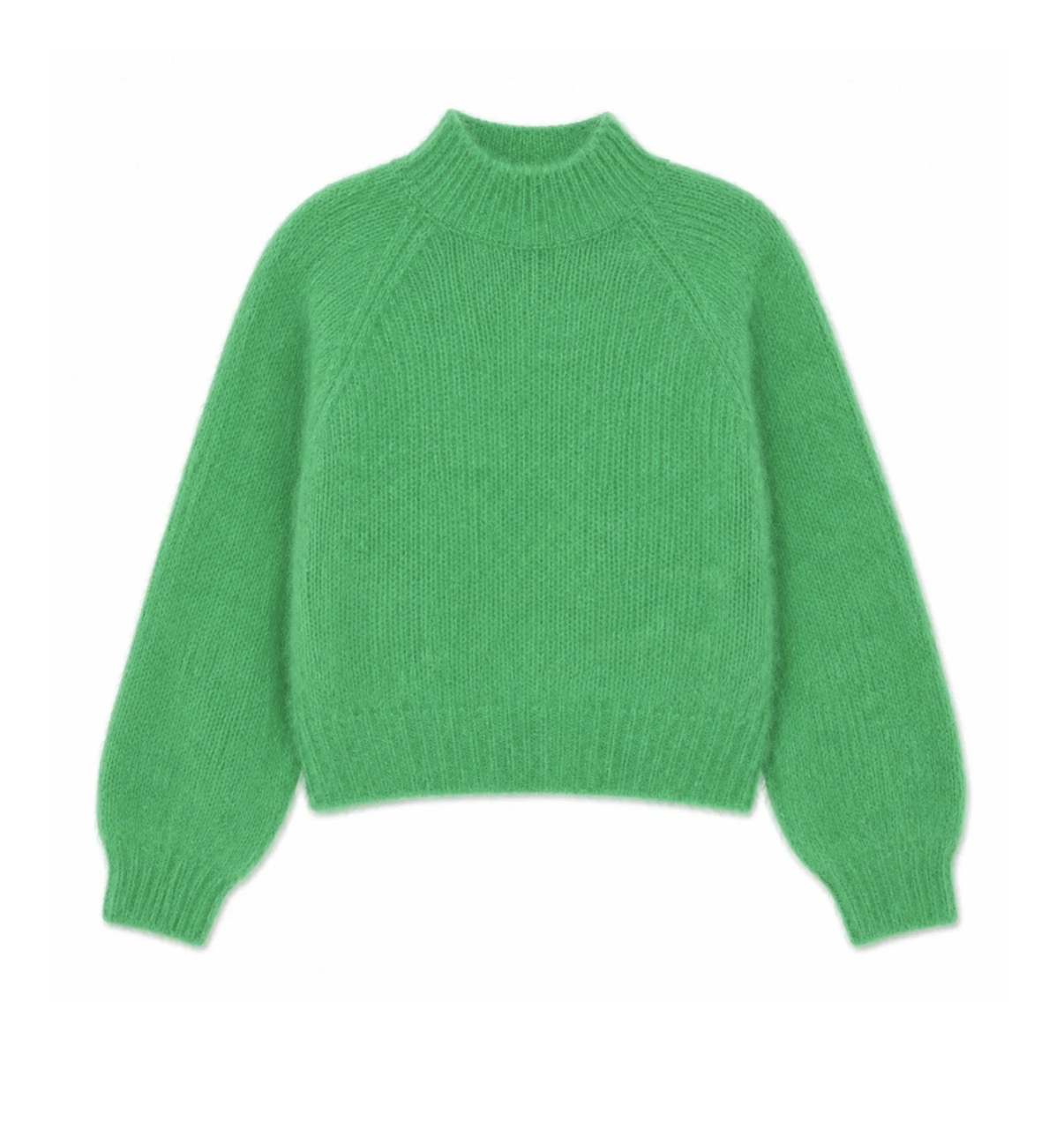 TWNS HINA long-sleeve flared solid mock-neck sweater grass green