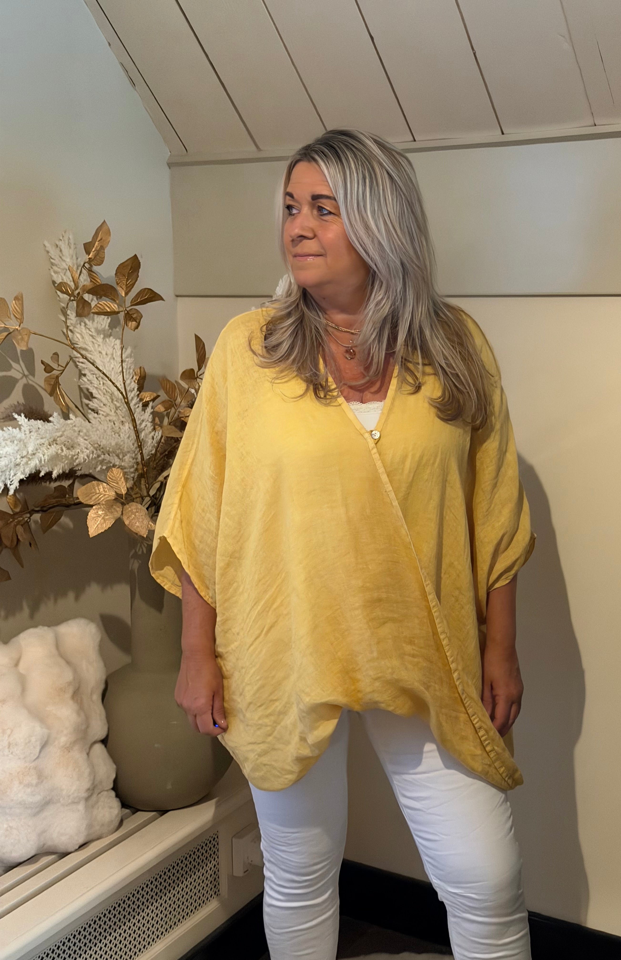 Linnen blouse model Logan geel