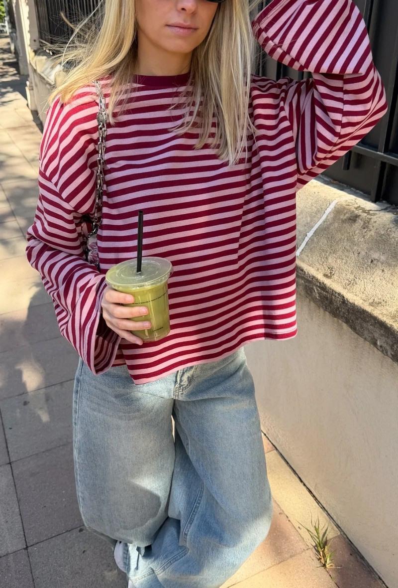 Stripe Shirt Belle Burgundy