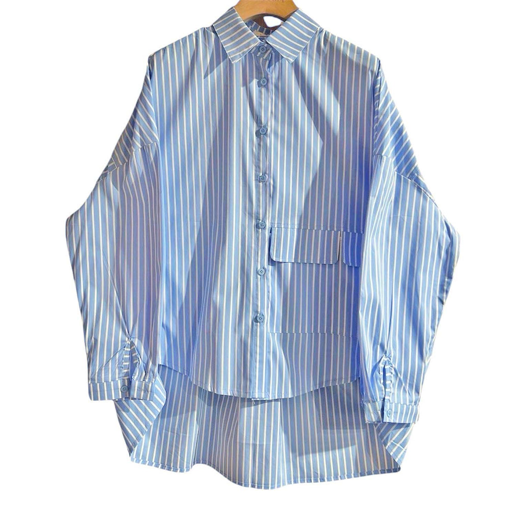 Blouse Emma licht blauw gestreept