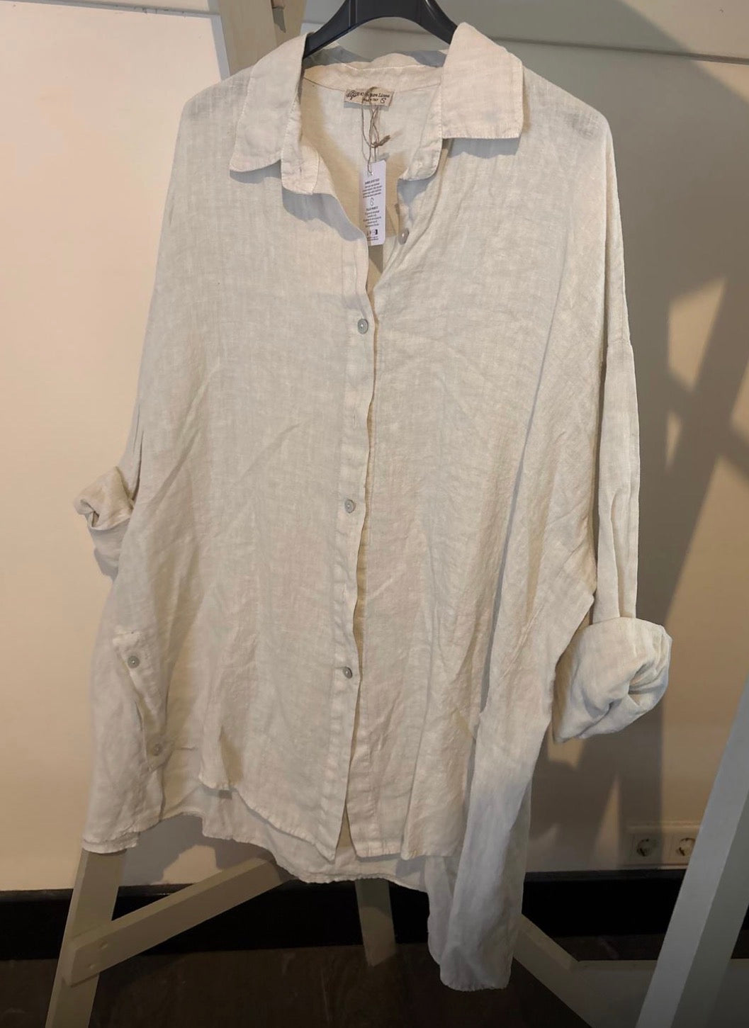 Linnen blouse oversized model Bari beige