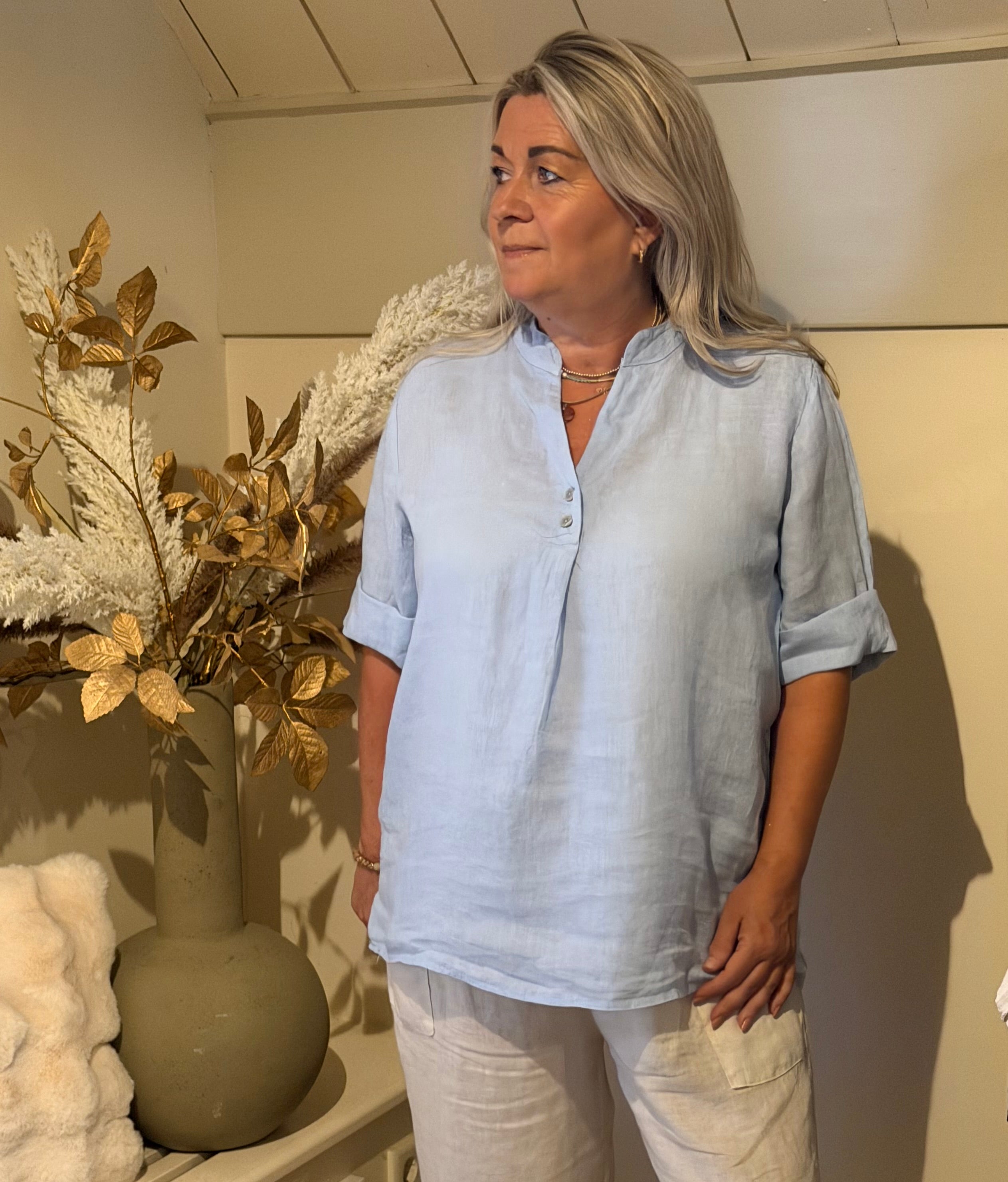 Linnen blouse ellen licht blauw
