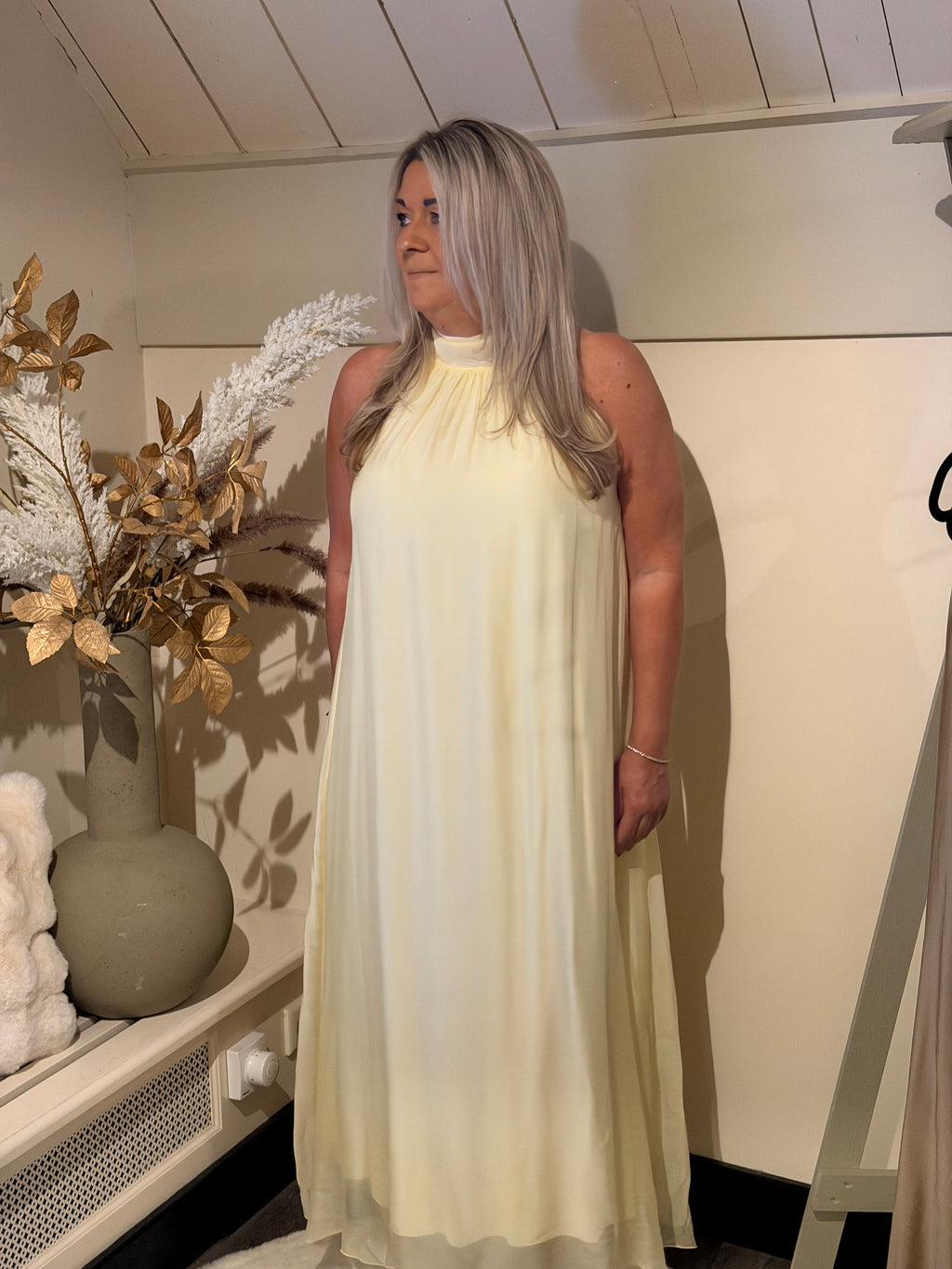 Dress silk dress light yellow